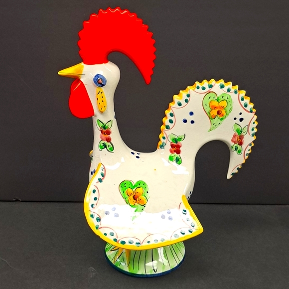 Other - Vintage hand-painted ceramic folk art " Good Luck" rooster made in Portugal